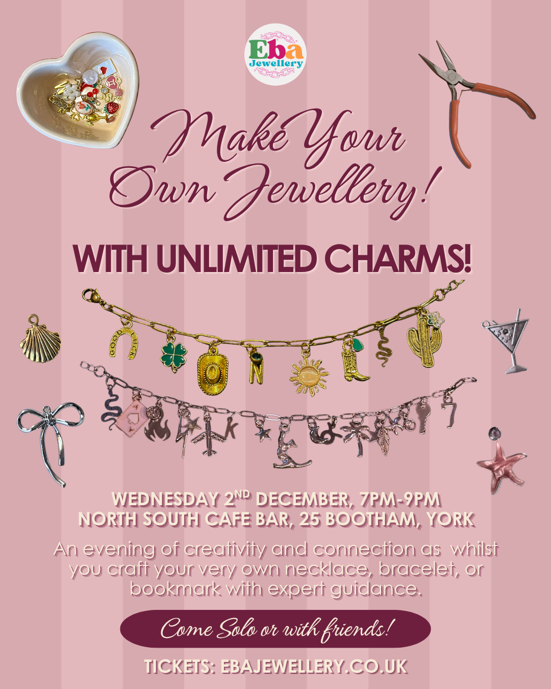 Jewellery Making Workshop, 2nd December 7pm @ North South, York