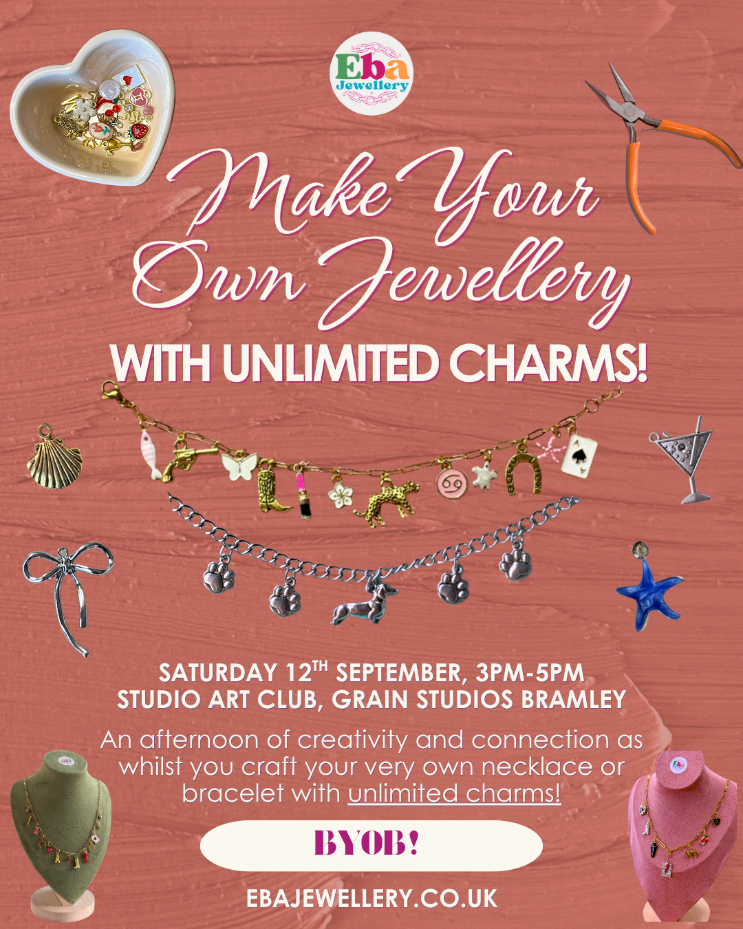 Jewellery Making Workshop, Saturday 12th September @ 3PM, Studio Art Club, Bramley