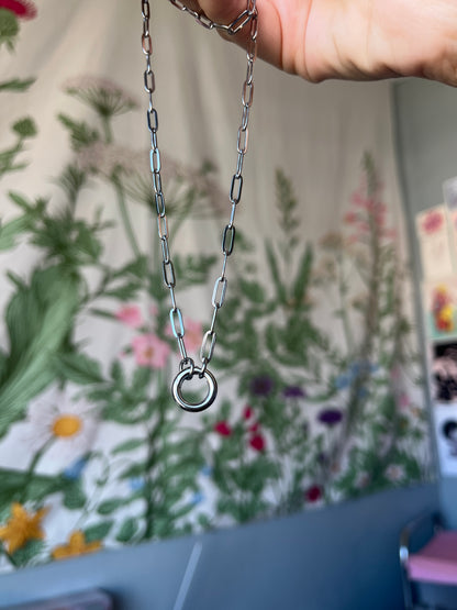 SILVER FRONT CLASP BIRTHSTONE NECKLACE
