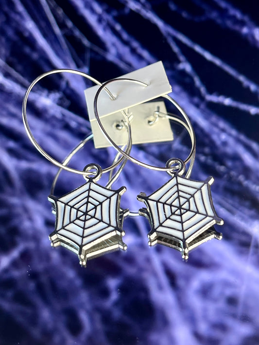 WHITE COBWEB EARRINGS