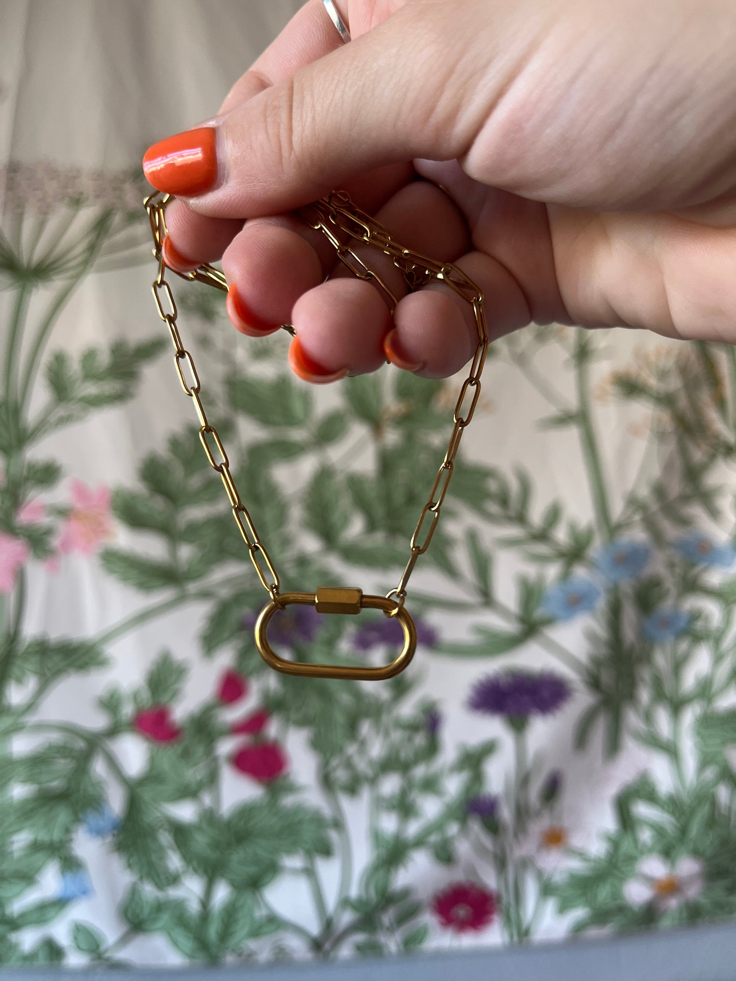 GOLD CARABINER BIRTHSTONE NECKLACE