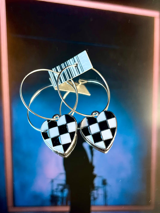 CHECKERBOARD HEART EARRINGS
