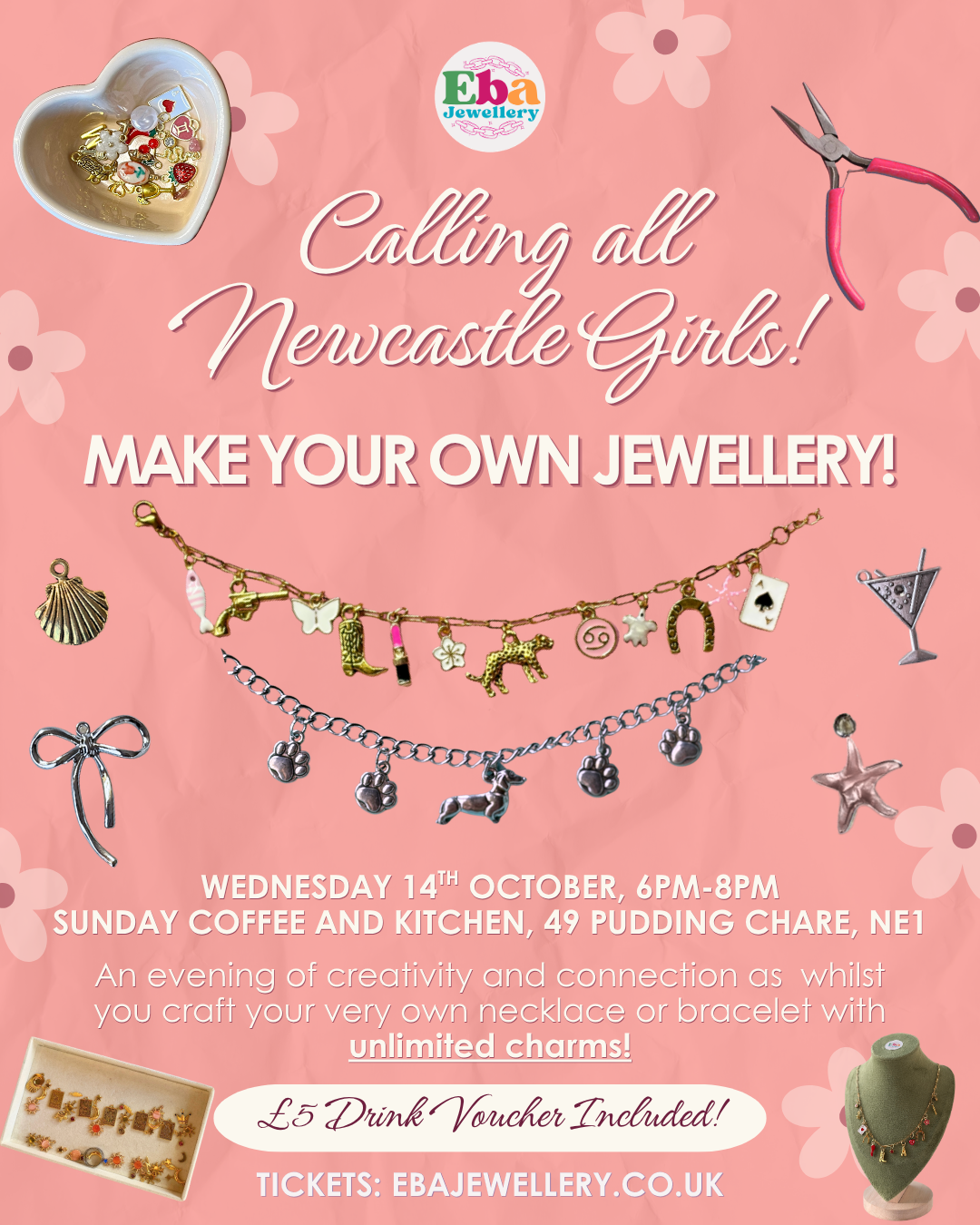 Jewellery Making Workshop, 14th October 6pm @ Sunday Coffee and Kitchen, Newcastle